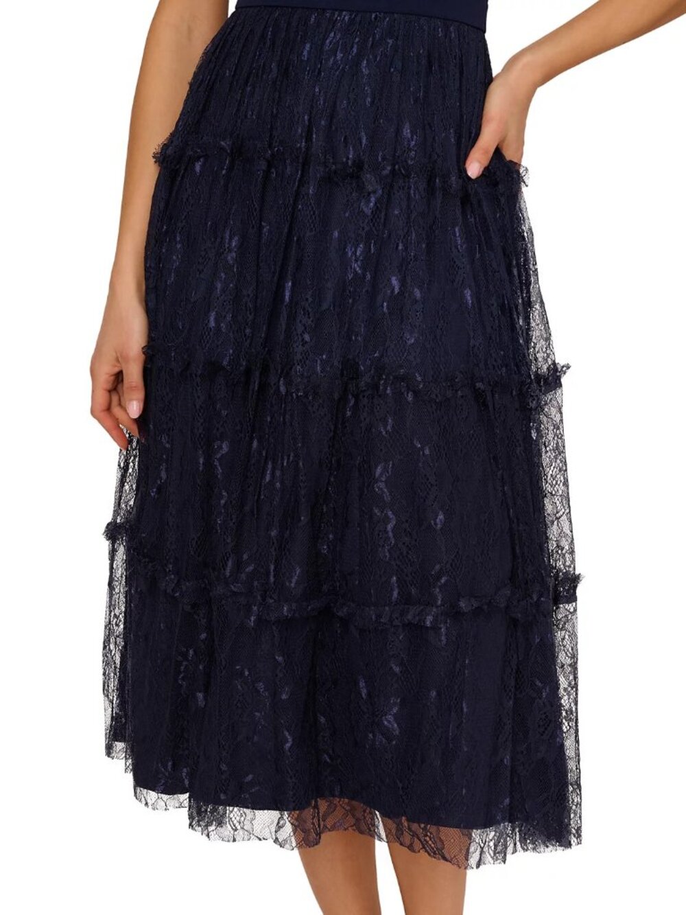 Adriannav Women's Crepe and Lace Midi Dress Size 8 - Picture 5 of 9